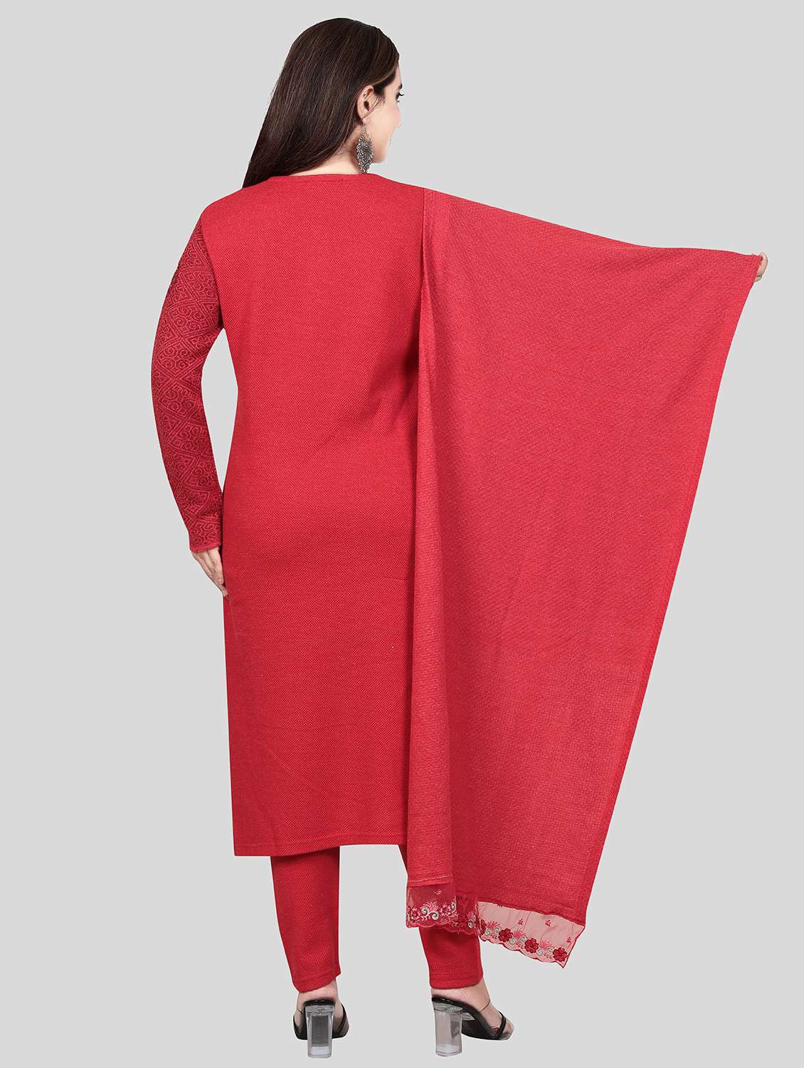 Women Long Sleeve Self-designed Woolen Suit Set - 21529655 -  Standard Image - 3