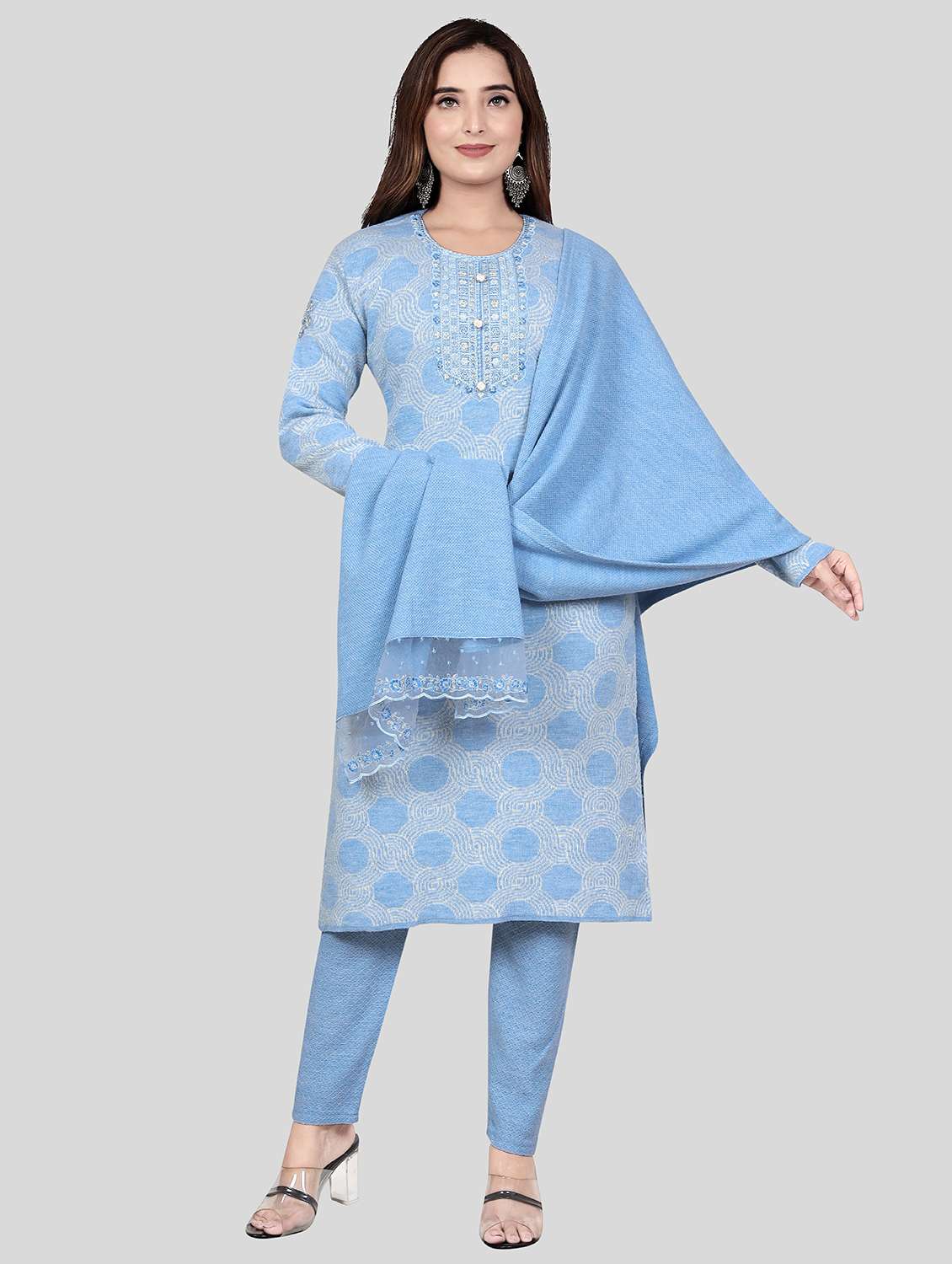 women long sleeve self-designed woolen suit set