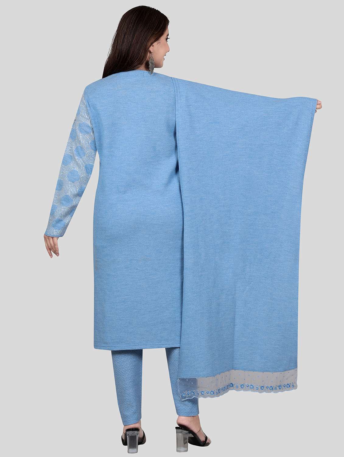 Women Long Sleeve Self-designed Woolen Suit Set - 21529660 -  Standard Image - 3
