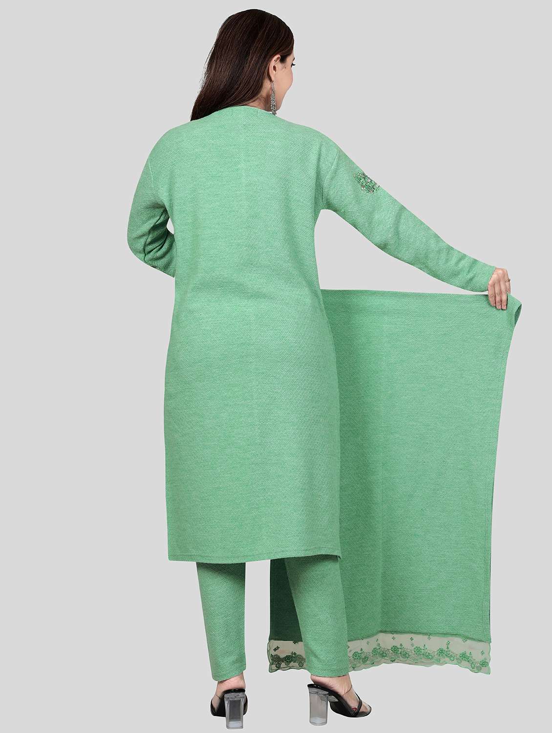 Women Long Sleeve Self-designed Woolen Suit Set - 21529662 -  Standard Image - 3