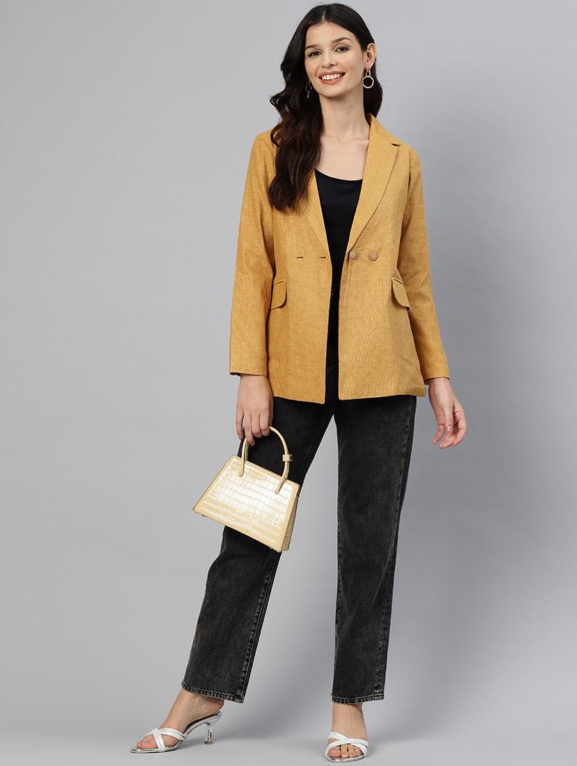 women solid long sleeve double breasted blazer - 21529710 - Standard Image - 3