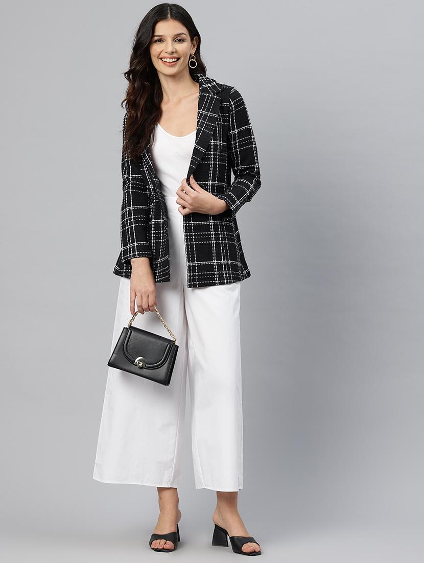 women checkered long sleeve double breasted blazer - 21529711 - Standard Image - 3
