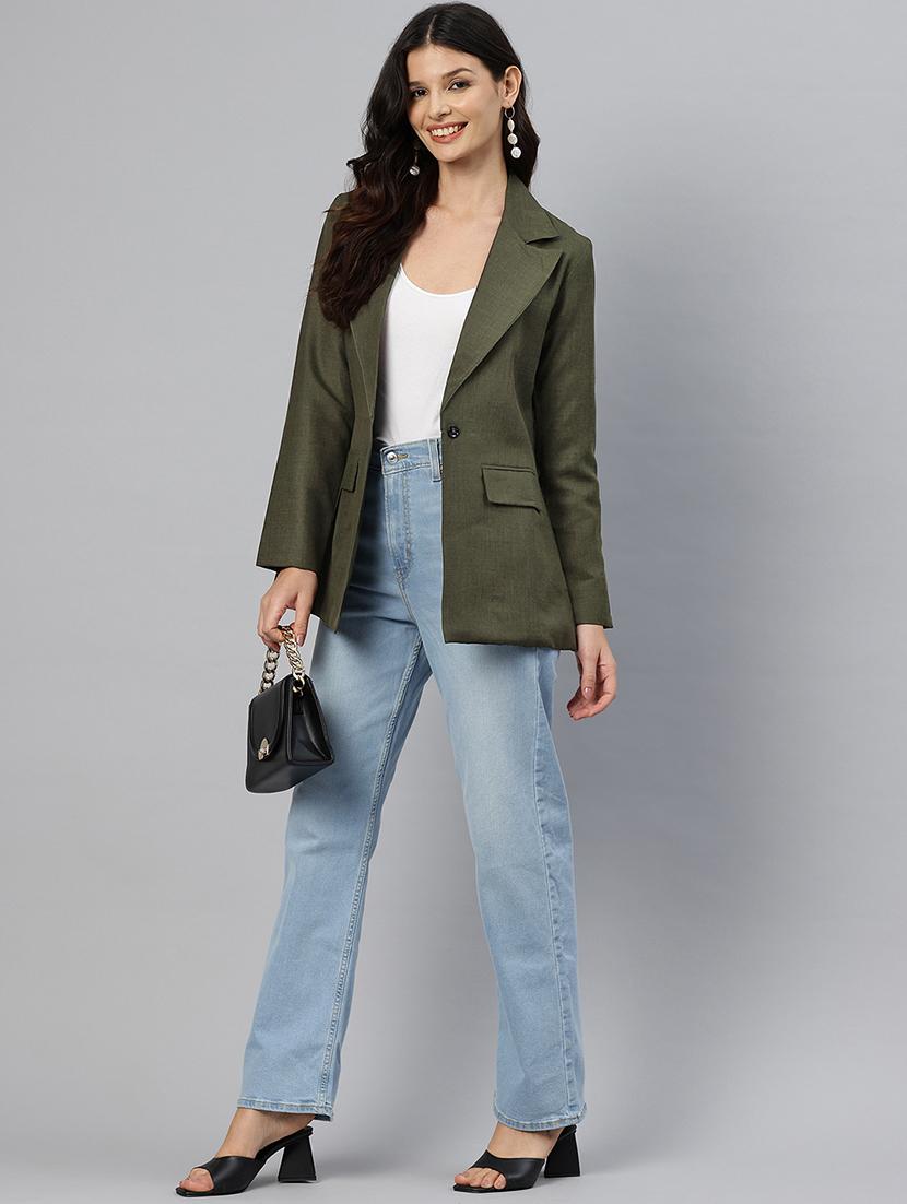 women solid long sleeve single breasted blazer - 21529713 - Standard Image - 3
