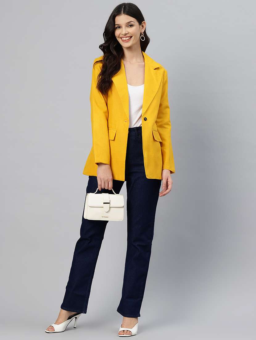 women solid long sleeve single breasted blazer - 21529714 -  Standard Image - 3