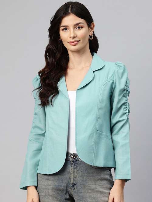 women solid long sleeve lapel collar formal blazer - 21529726 -  Standard Image - 0