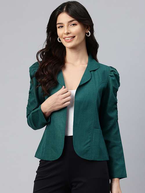 women solid long sleeve lapel collar formal blazer - 21529727 -  Standard Image - 0