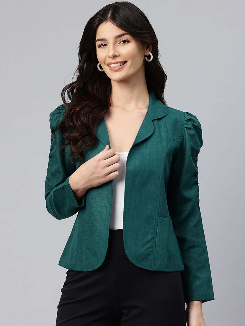 women solid long sleeve lapel collar formal blazer - 21529727 -  Zoom Image - 0