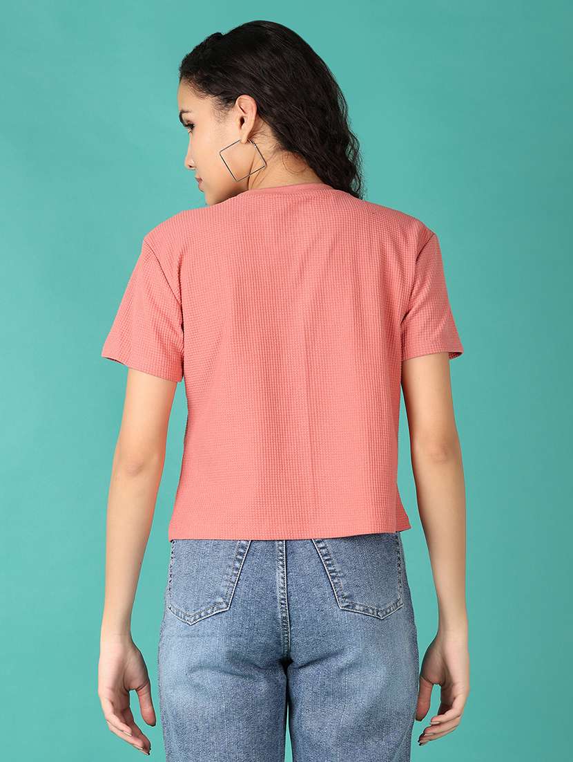 women solid short sleeve t-shirt - 21529787 - Standard Image - 3