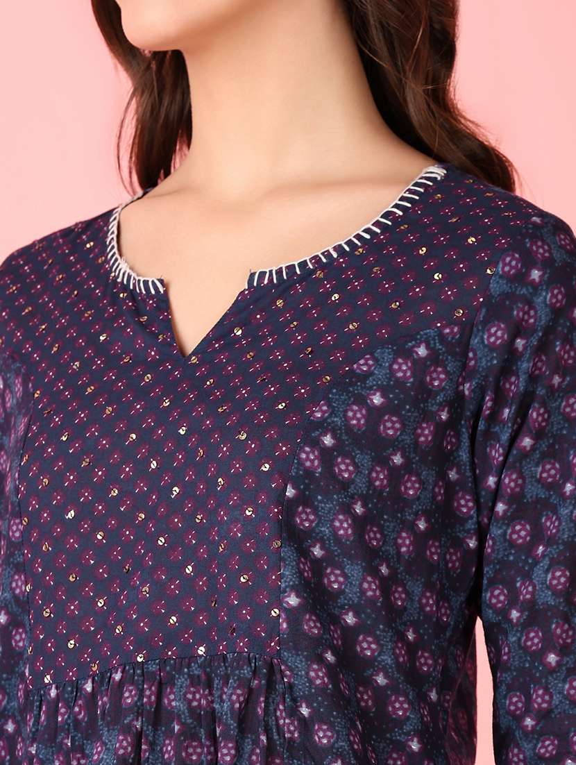 women three quarter sleeve a-line kurta - 21529848 - Standard Image - 5