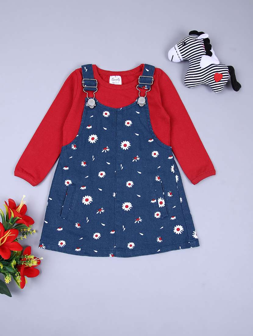 girls floral casual wear dungaree set
