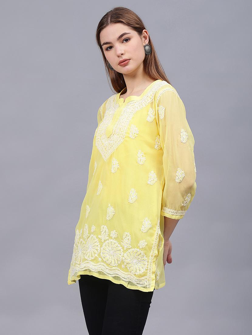 women chikankari straight kurti - 21530187 -  Zoom Image - 0
