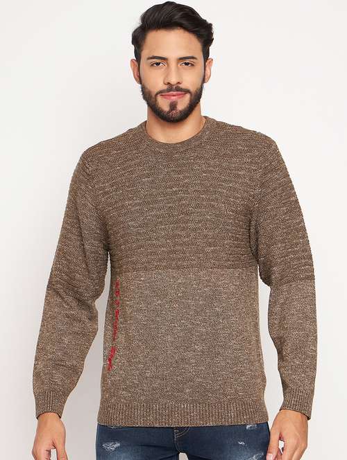 men self design long sleeve pullover sweater - 21530243 -  Standard Image - 0