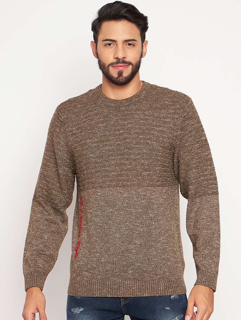 men self design long sleeve pullover sweater - 21530243 -  Zoom Image - 0