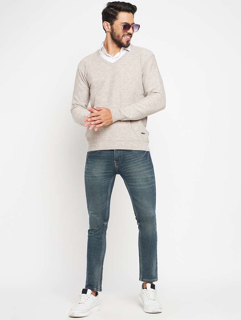 men solid v neck pullover - 21530259 -  Standard Image - 3
