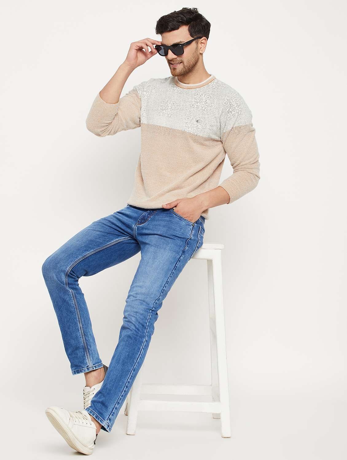 men color block long sleeve pullover - 21530264 -  Standard Image - 3