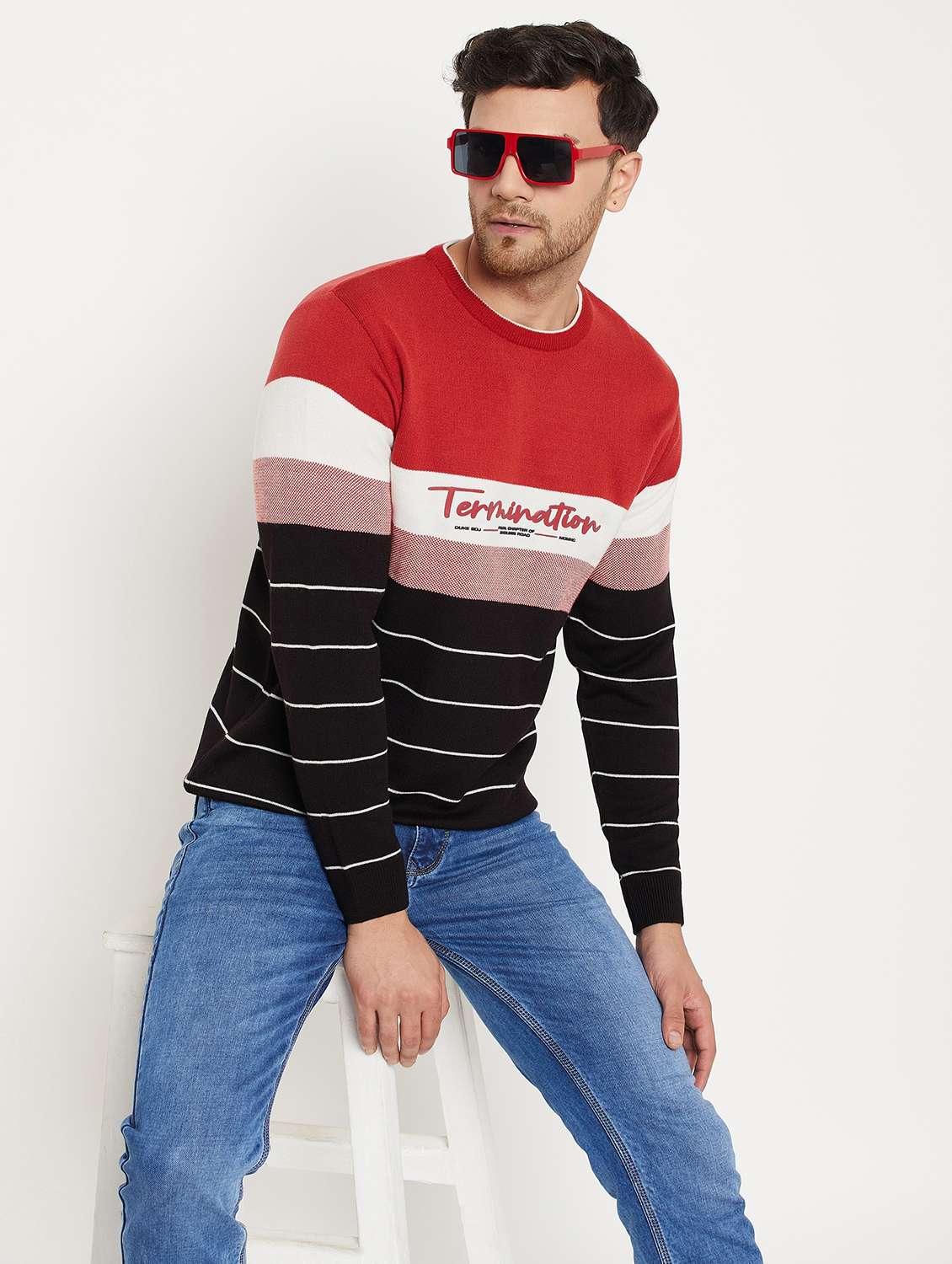 men striped long sleeve pullover sweater - 21530277 -  Standard Image - 3