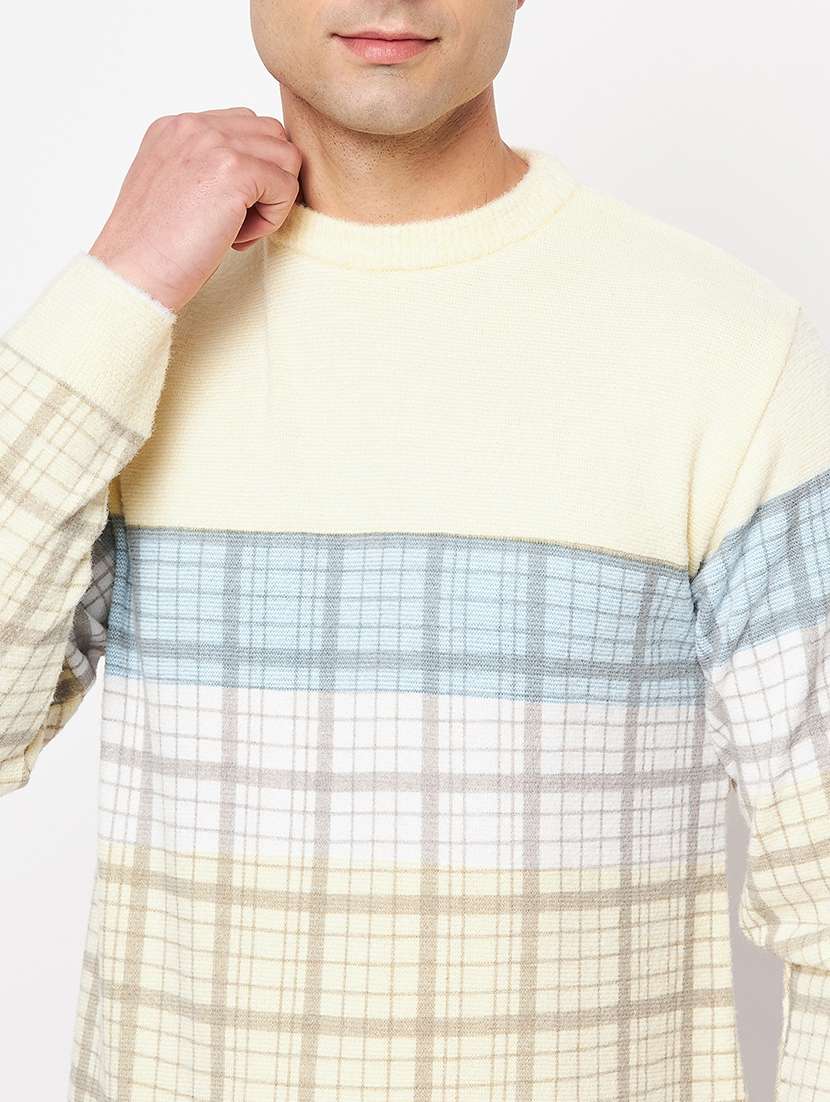men checkered long sleeve pullover sweater - 21530280 - Standard Image - 3