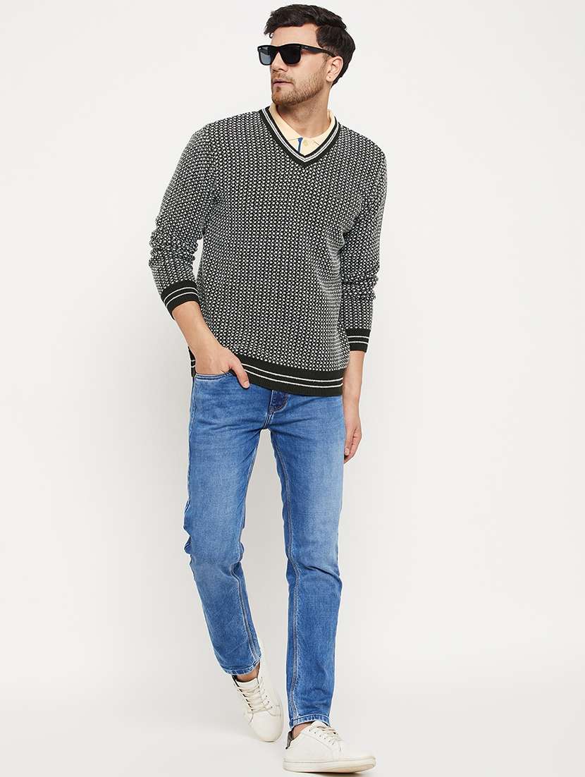 men long sleeves self design pullover - 21530288 - Standard Image - 3