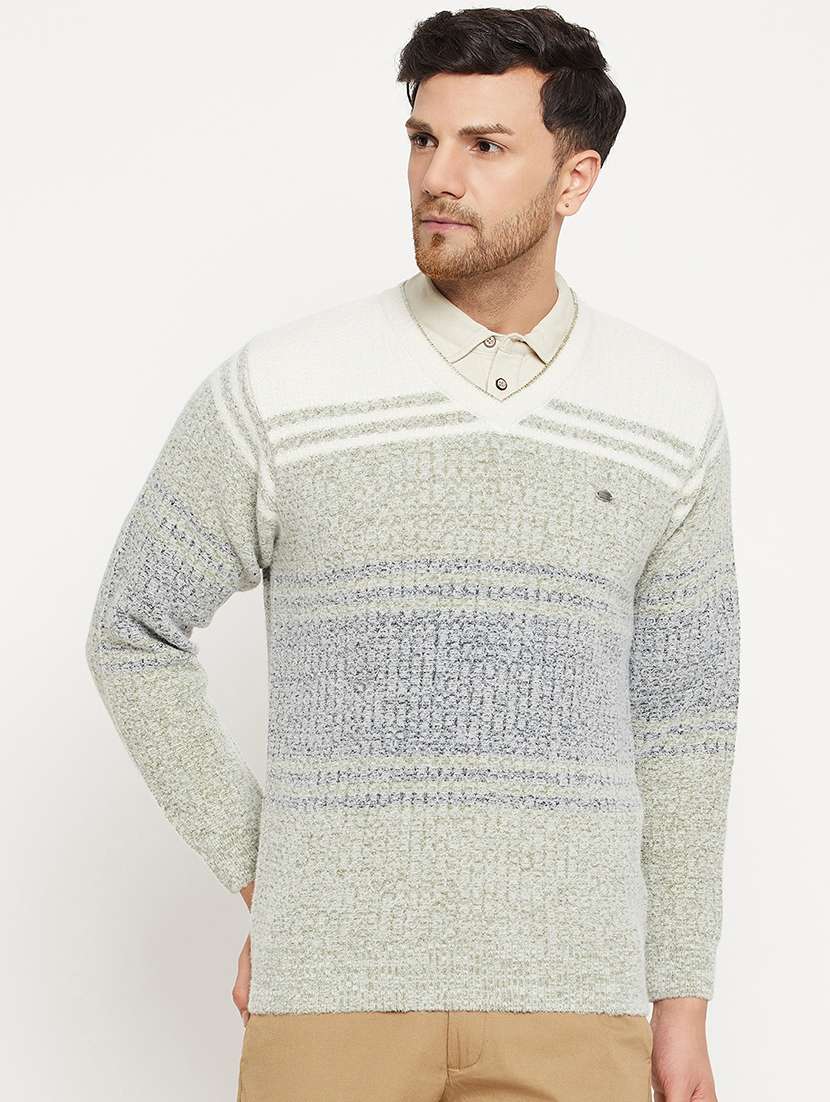 men long sleeves self design pullover - 21530292 -  Zoom Image - 0