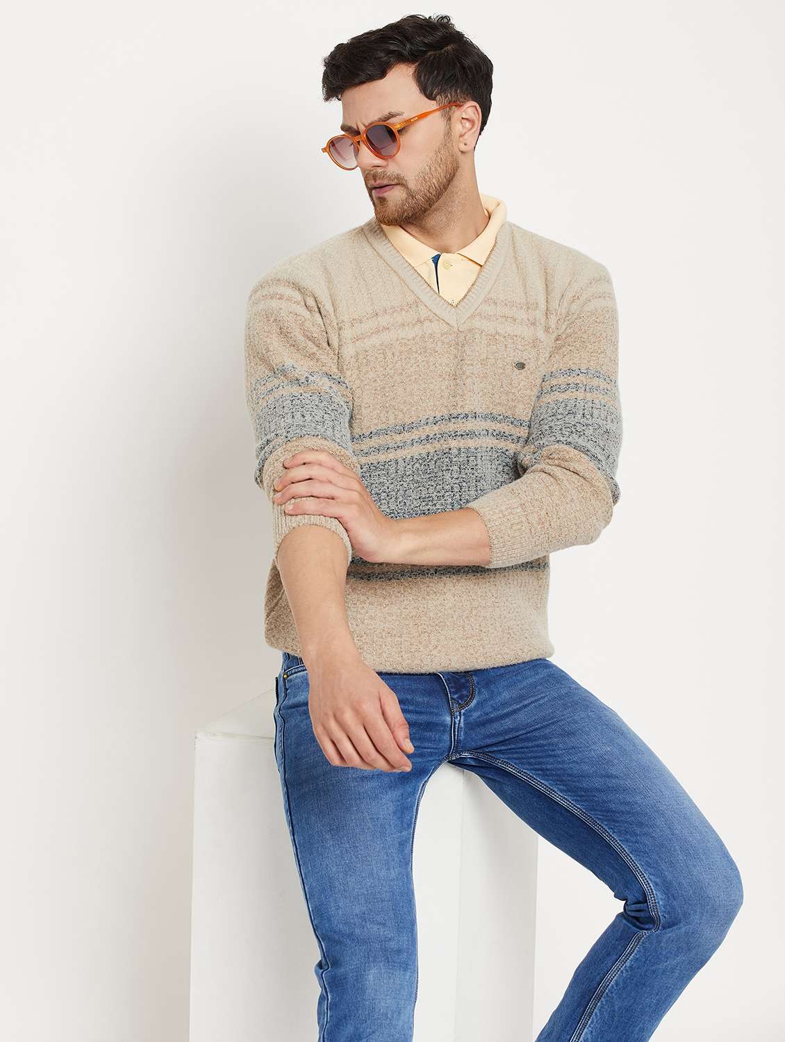 men long sleeves self design pullover - 21530293 -  Standard Image - 3