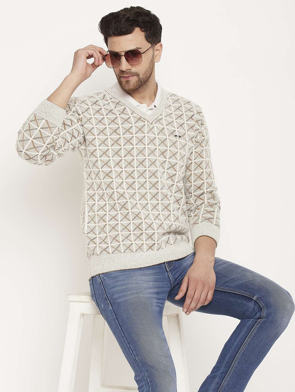 men self design long sleeve pullover sweater - 21530300 - Standard Image - 3