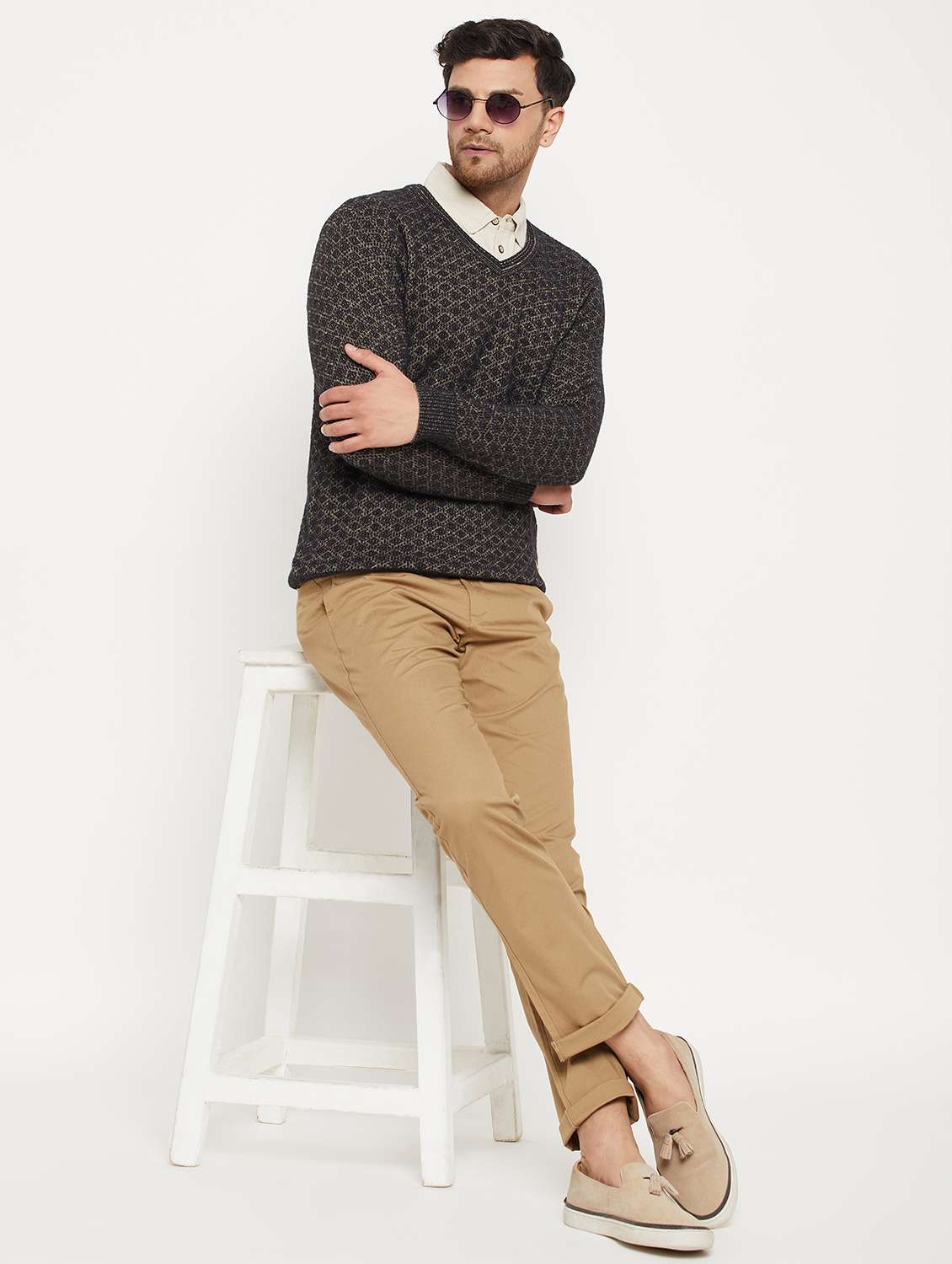 men self design long sleeve pullover sweater - 21530302 -  Standard Image - 3