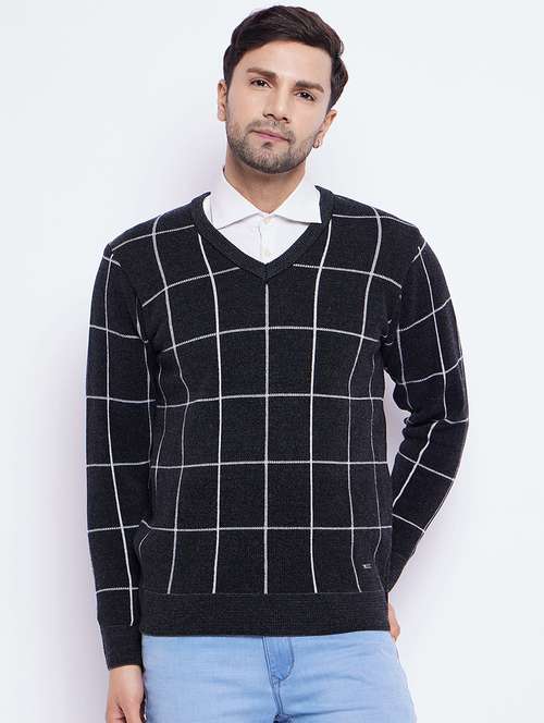 men checkered long sleeve pullover sweater - 21530310 -  Standard Image - 0
