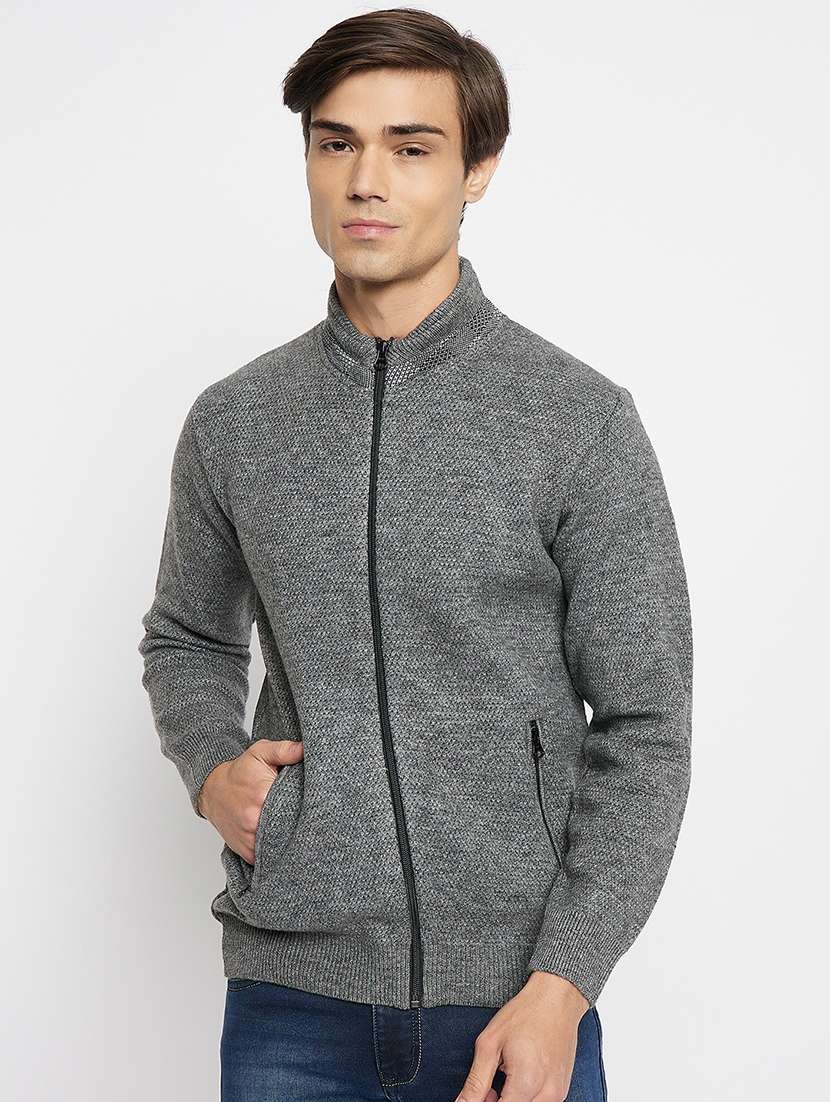 men self design long sleeve cardigan sweater - 21530314 -  Zoom Image - 0