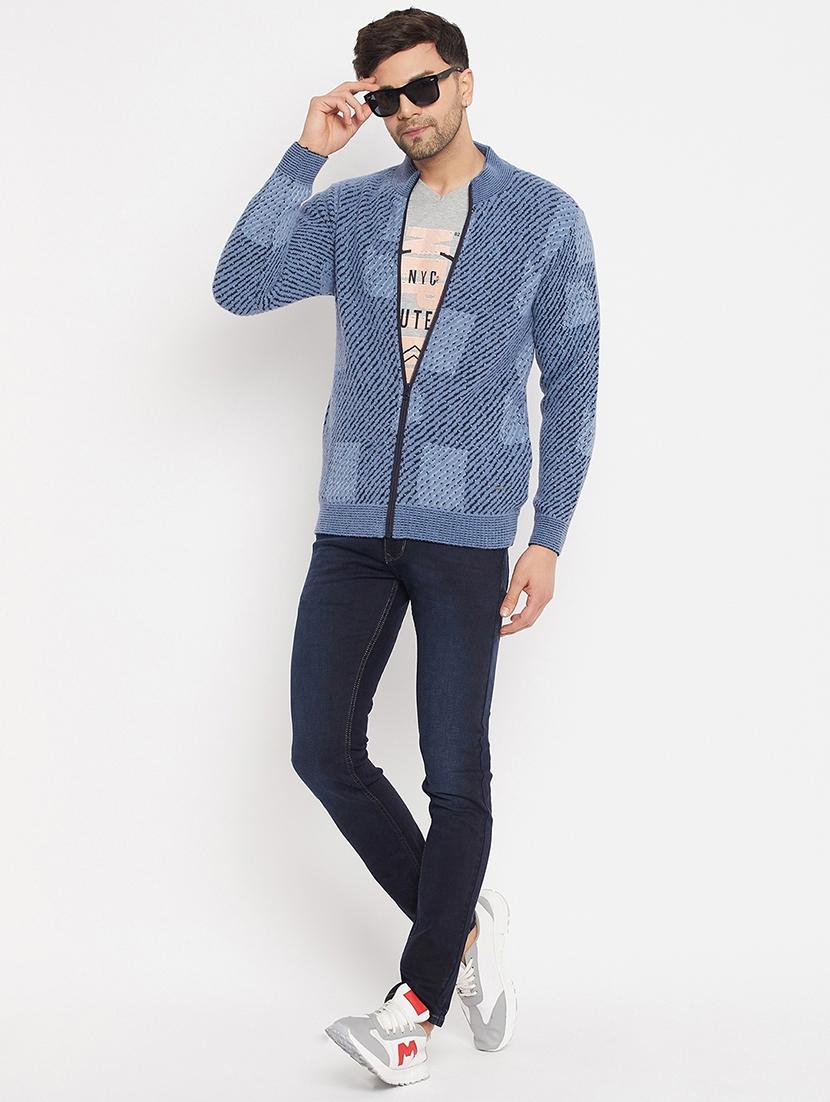 men self design long sleeve cardigan sweater - 21530317 - Standard Image - 3