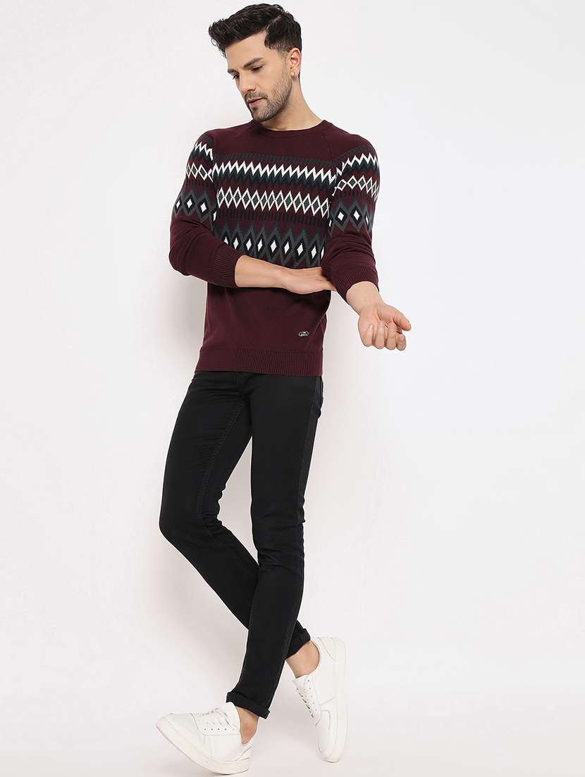 men chevron long sleeve pullover sweater - 21530340 -  Standard Image - 3