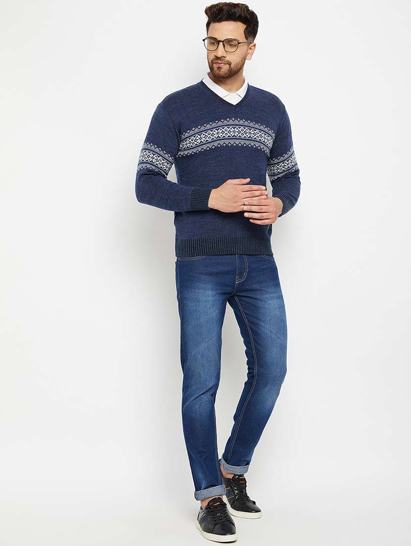 men self design long sleeve pullover sweater - 21530367 -  Standard Image - 3