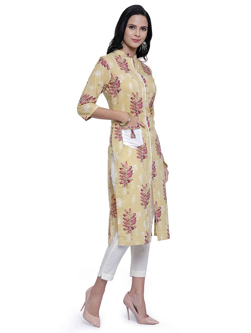 women printed mandarin neck straight kurta - 21530894 -  Standard Image - 3