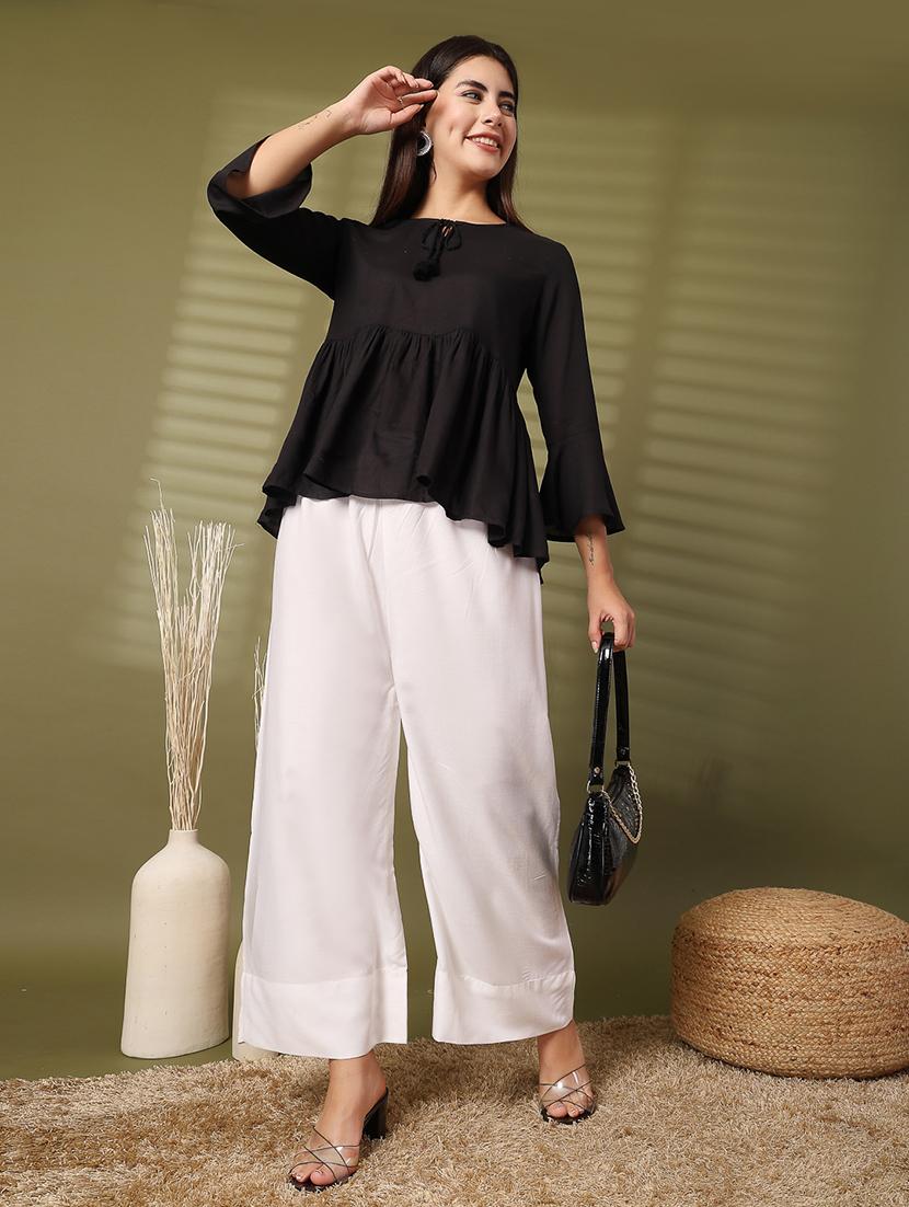 women solid straight palazzo - 21531148 - Standard Image - 3