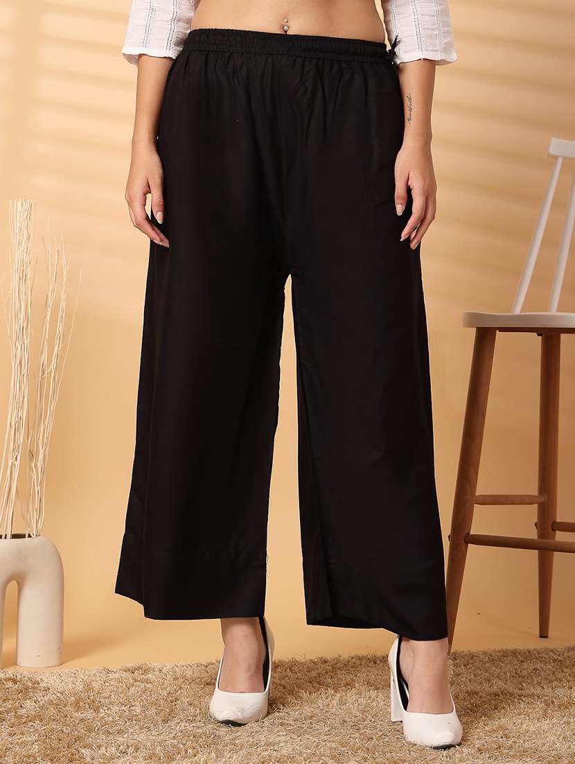 women solid straight palazzo