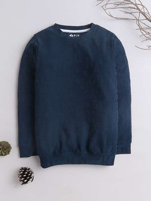Boys Crew Neck Self Designed Sweatshirt