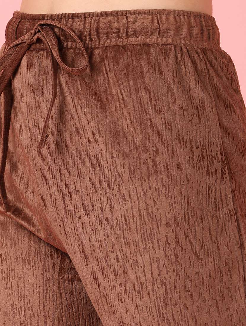 women brown solid palazzo - 21531439 -  Standard Image - 5