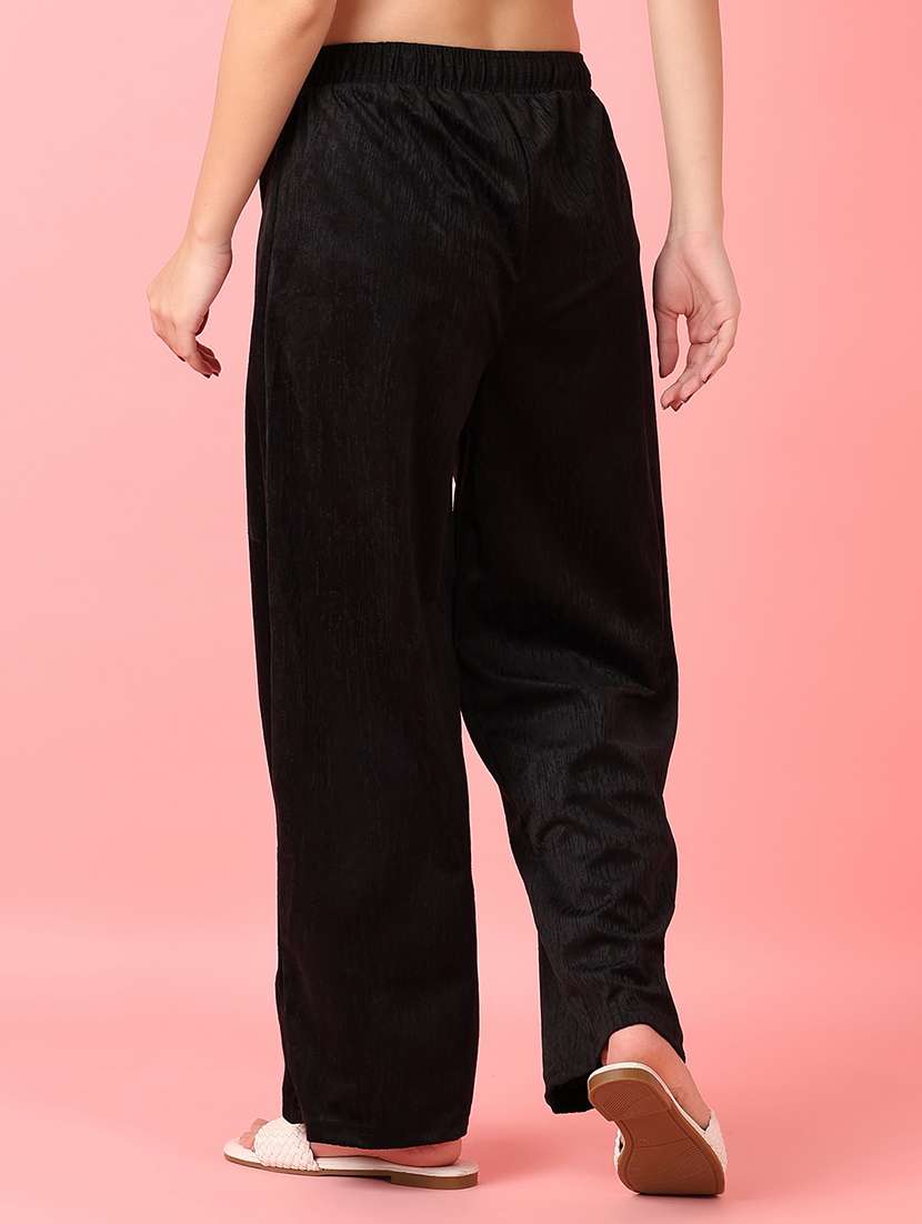 women black solid palazzo - 21531440 -  Standard Image - 3