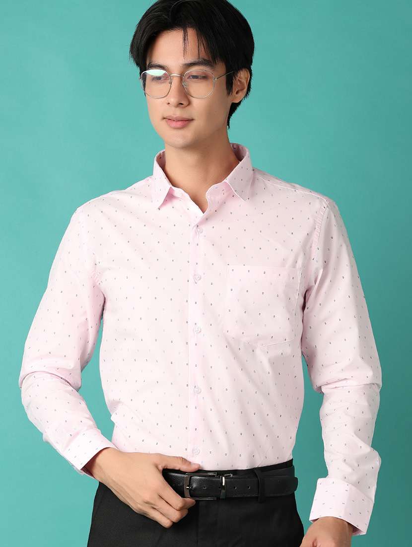 men printed long sleeve formal shirt
