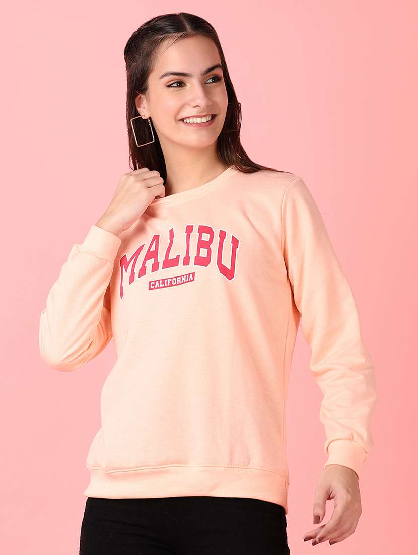 women front print long sleeve sweatshirt