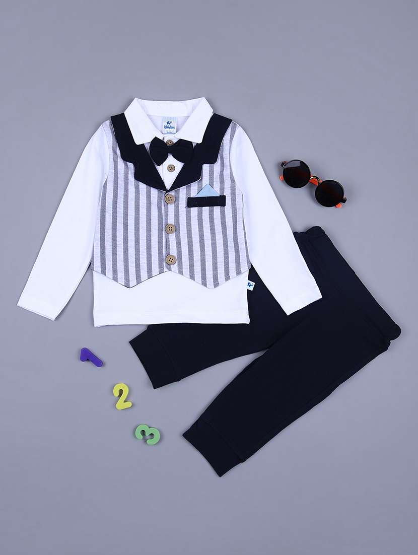 boys stripes printed full length sets