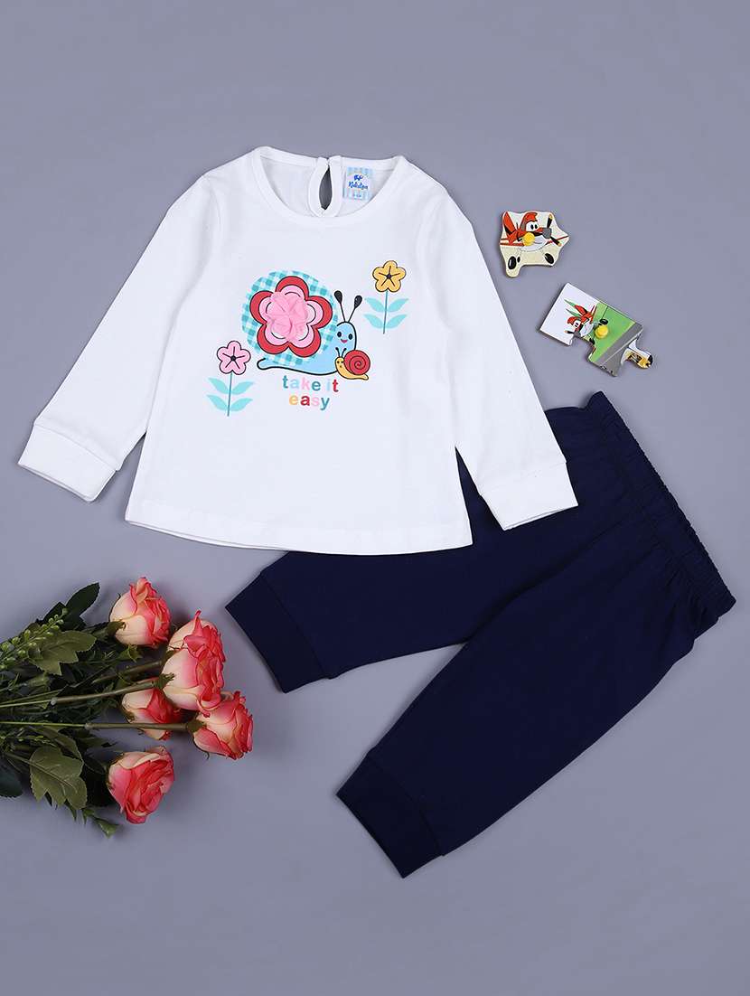 girls printed casual wear full length set