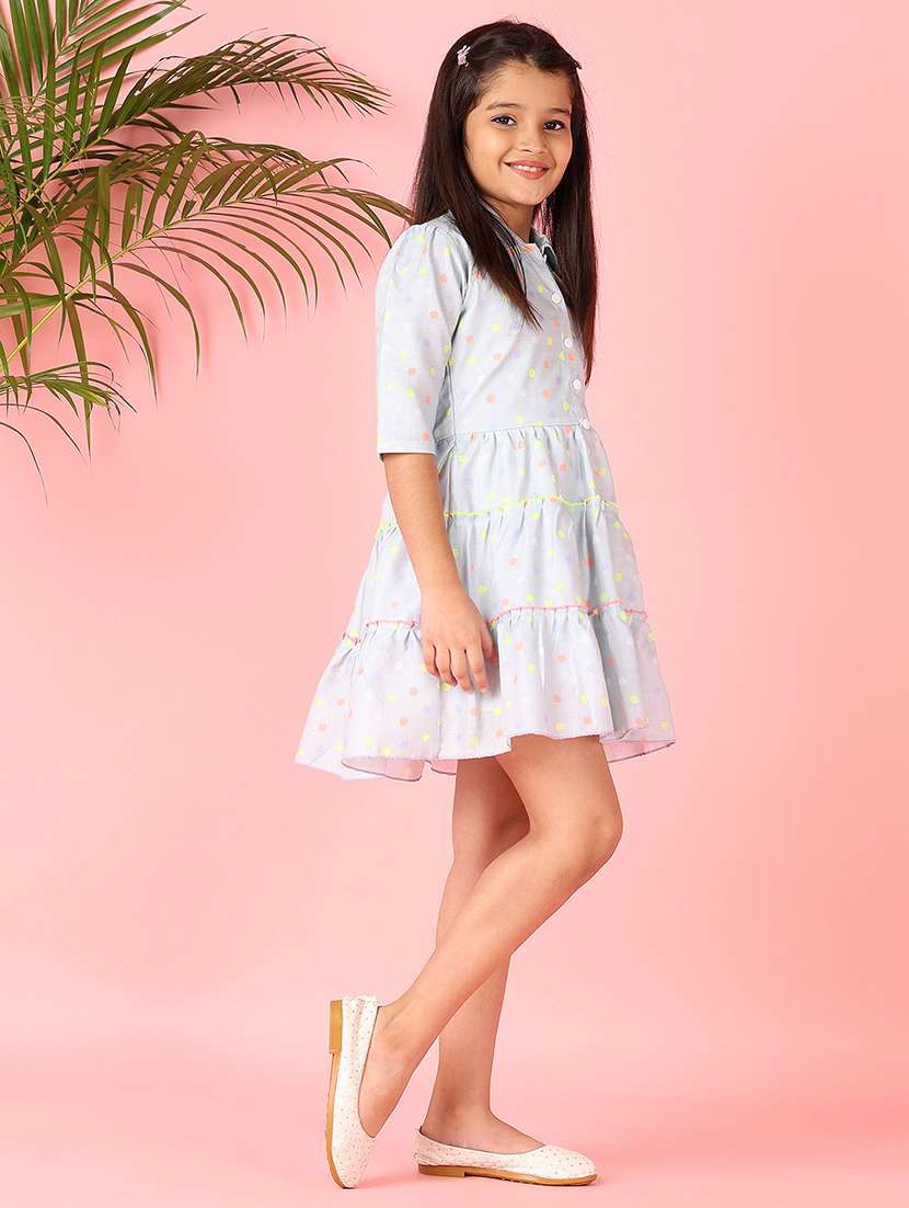 girls printed three quarter sleeve frock - 21531471 -  Standard Image - 3