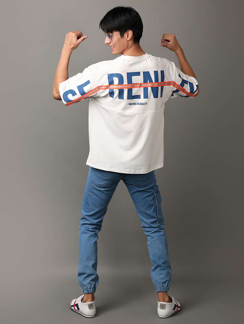 off white cotton front print tshirt - 21531512 -  Standard Image - 3