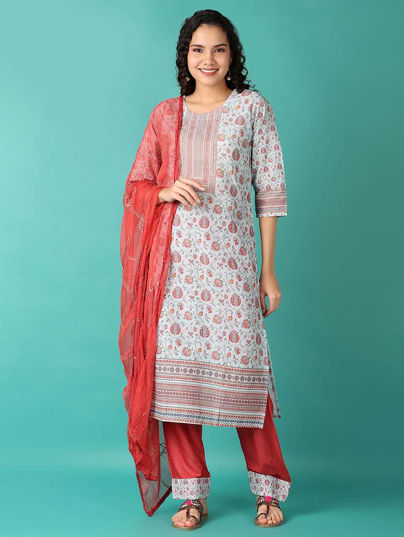 women floral kurta pant set with dupatta