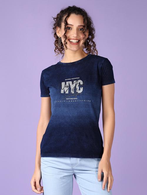 women front print round neck t-shirt - 21531559 -  Standard Image - 0