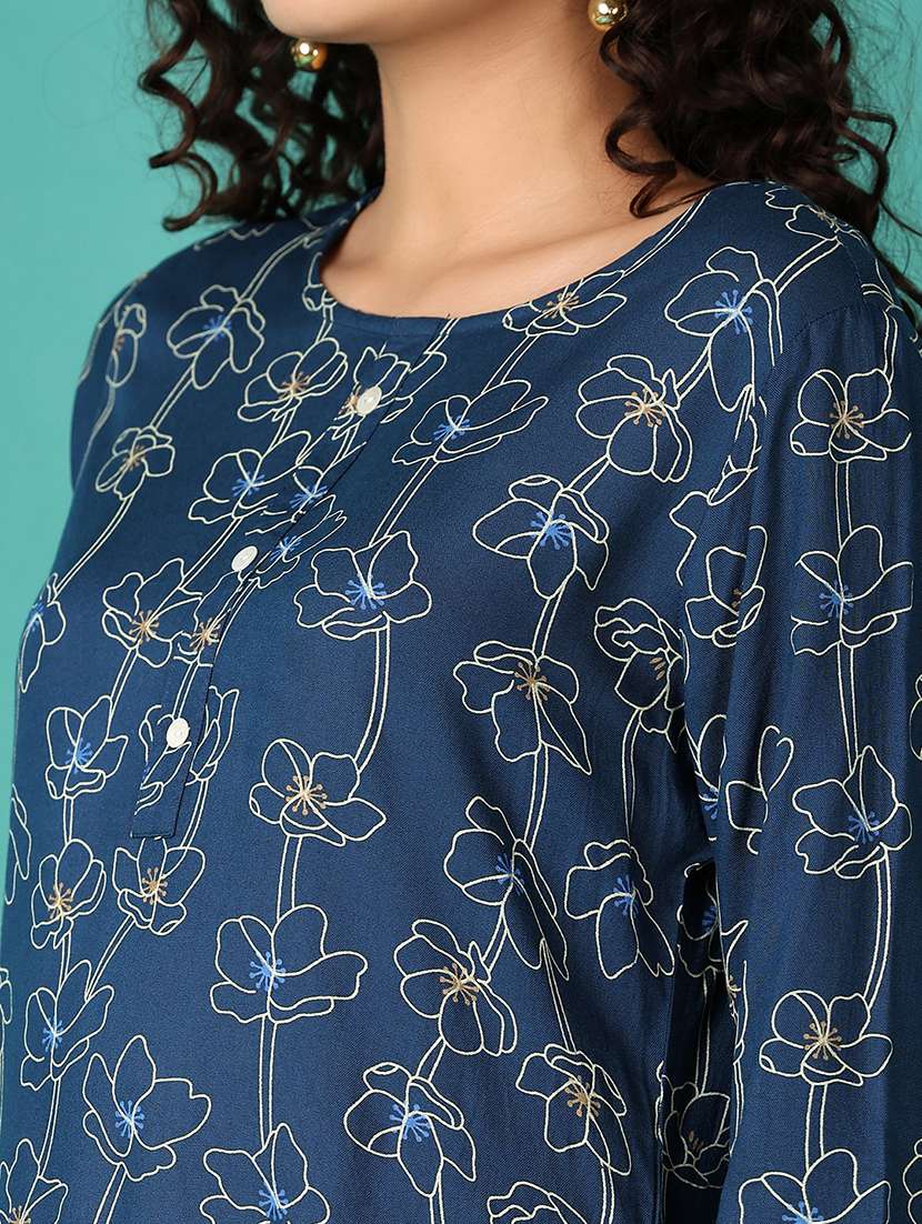 women three quarter sleeve straight kurta - 21531589 -  Standard Image - 5