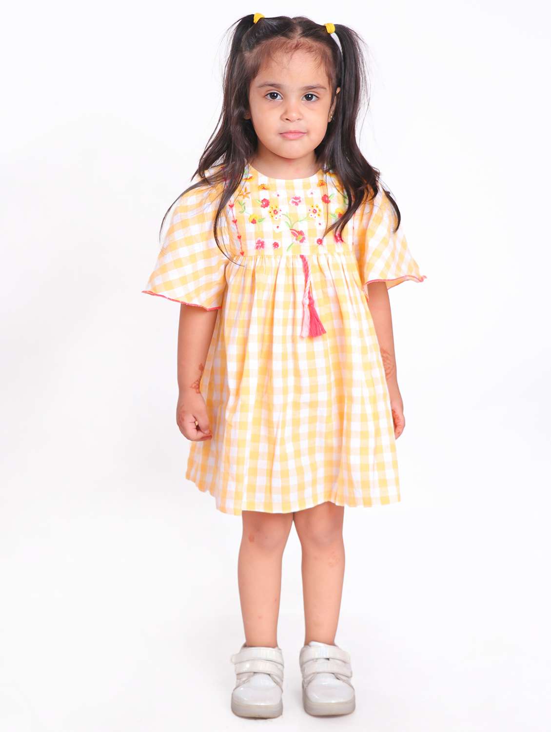 girls yellow embroidered a-line dress - 21531687 -  Zoom Image - 0