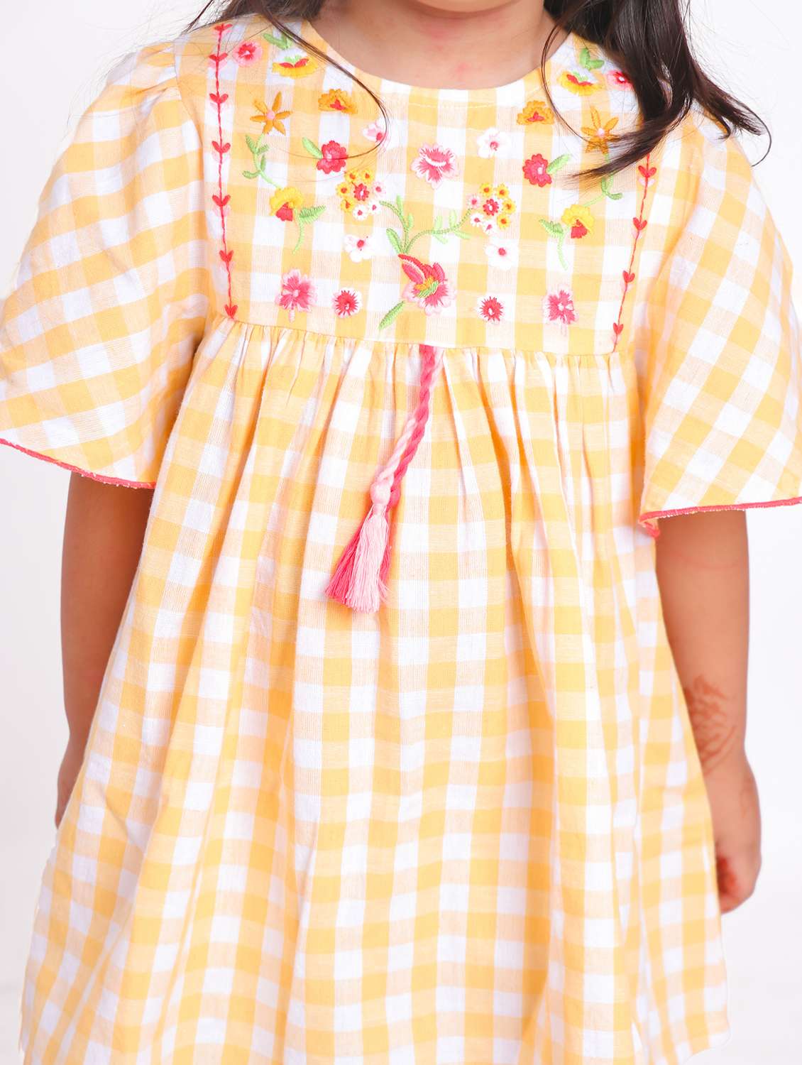 girls yellow embroidered a-line dress - 21531687 -  Standard Image - 3