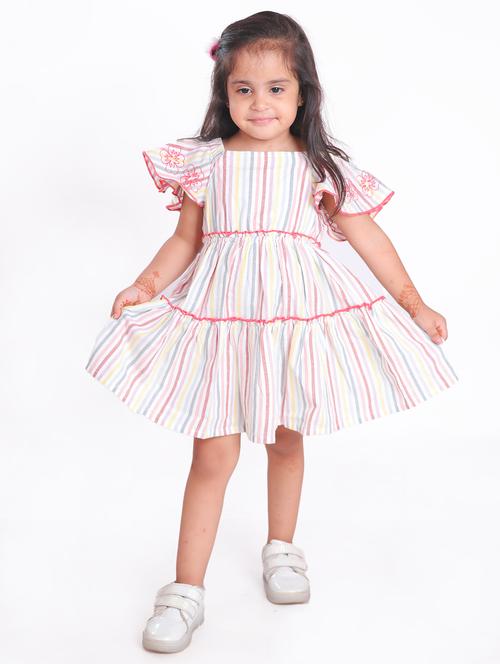 girls multicolored stripes tiered dress - 21531691 -  Standard Image - 0
