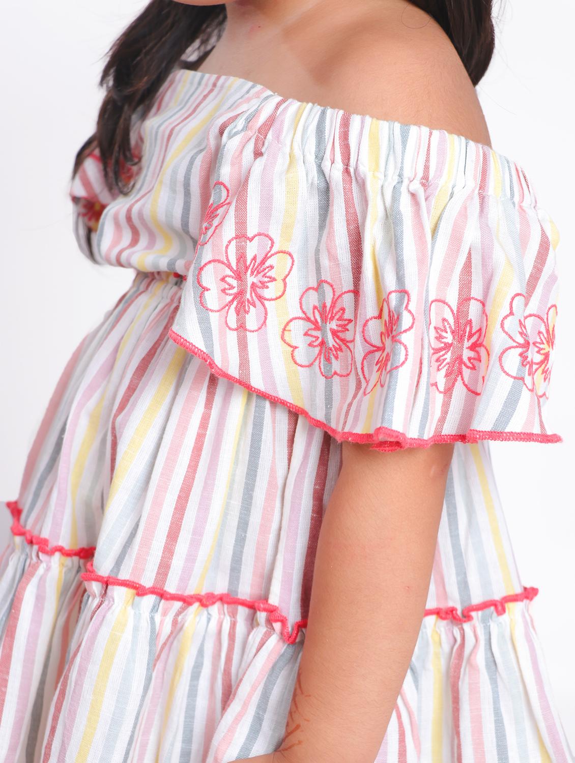 girls multicolored stripes tiered dress - 21531691 - Standard Image - 3